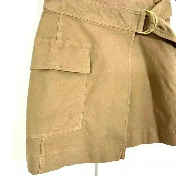 Banana Republic Afternoon Latte Beige Utility Wrap Cotton Belted Skirt,‎ size 0 - Picture 2 of 9